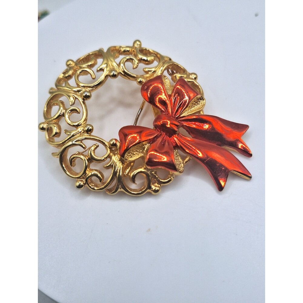 2 Christmas Wreath Brooches - Picture 11 of 12